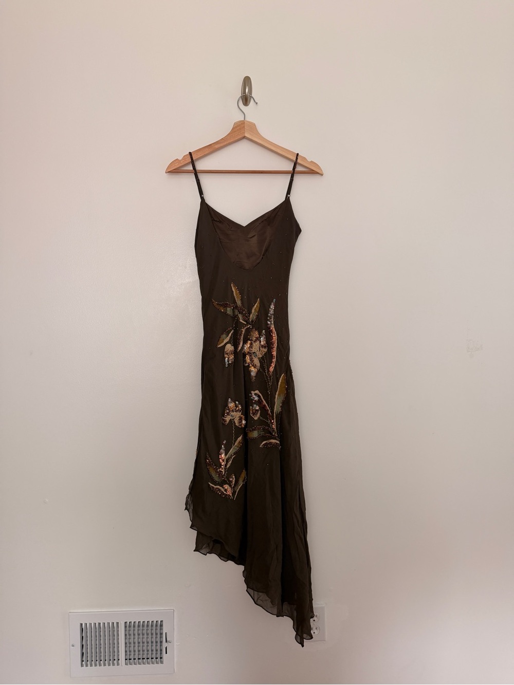 Sue Wong Nocturne VGT 100% Silk Embellished Floral Asymmetrical Midi Dress 6 - Picture 5 of 11